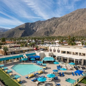 Pool Aerial with Mountains